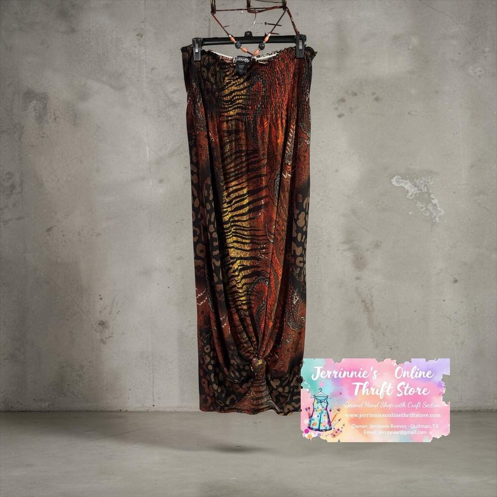 Joujou Plus Womens 3X‎  Women's Dress Animal Paisley Print  Brown Orange Gold